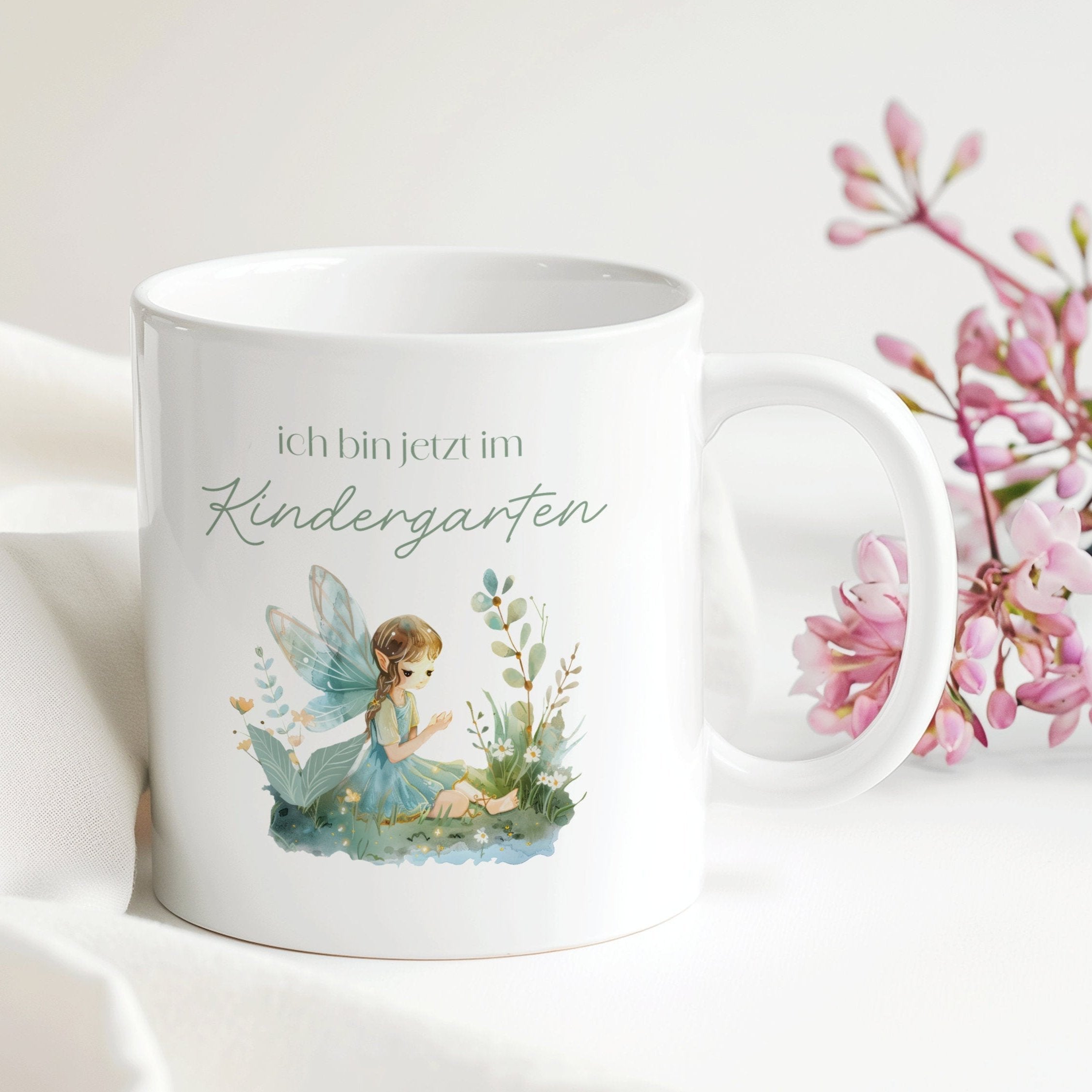 Kindergarten Tasse für KiTa Kinder | ich bin jetzt im Kindergarten | Kindertasse Elfe Geschenk | 330 ml - 0059