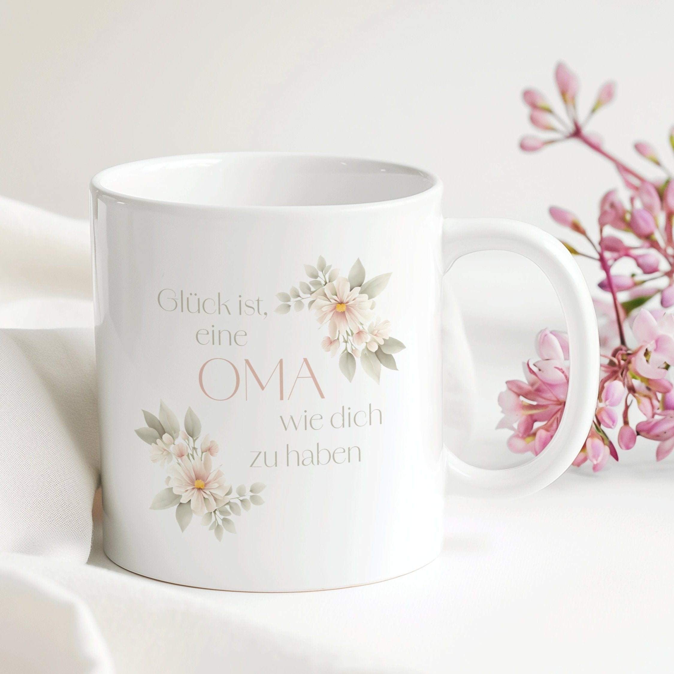 Oma Tasse Blumen | Geschenk Geburtstag Weihnachten Ostern 330 ml - 0016