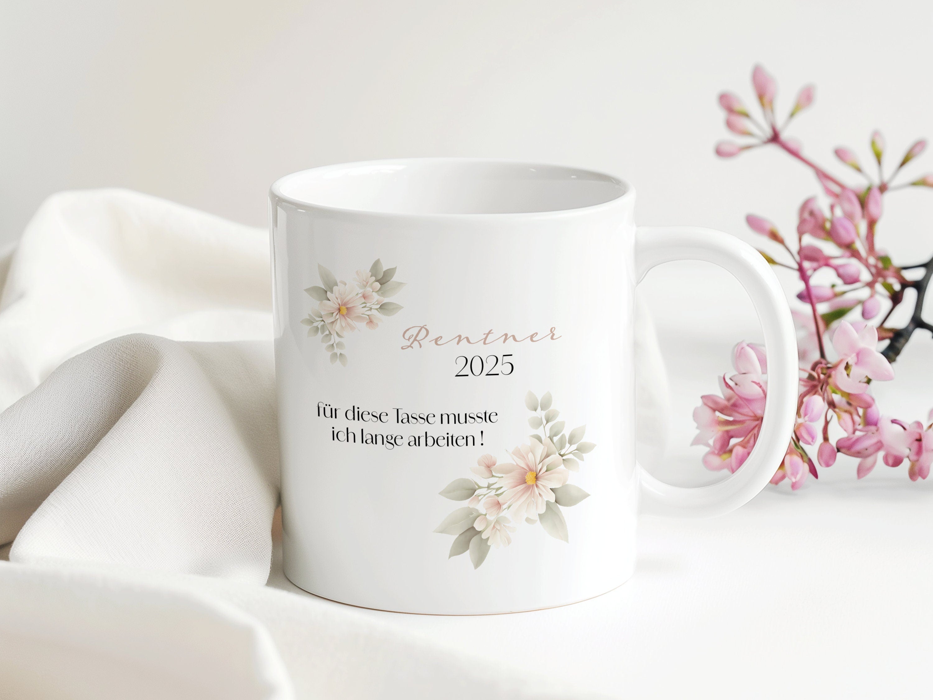 Ruhestand Rente 2025 | Geschenk Tasse zum Abschied Frau Mann Kollege 330 ml - 0298, 0299