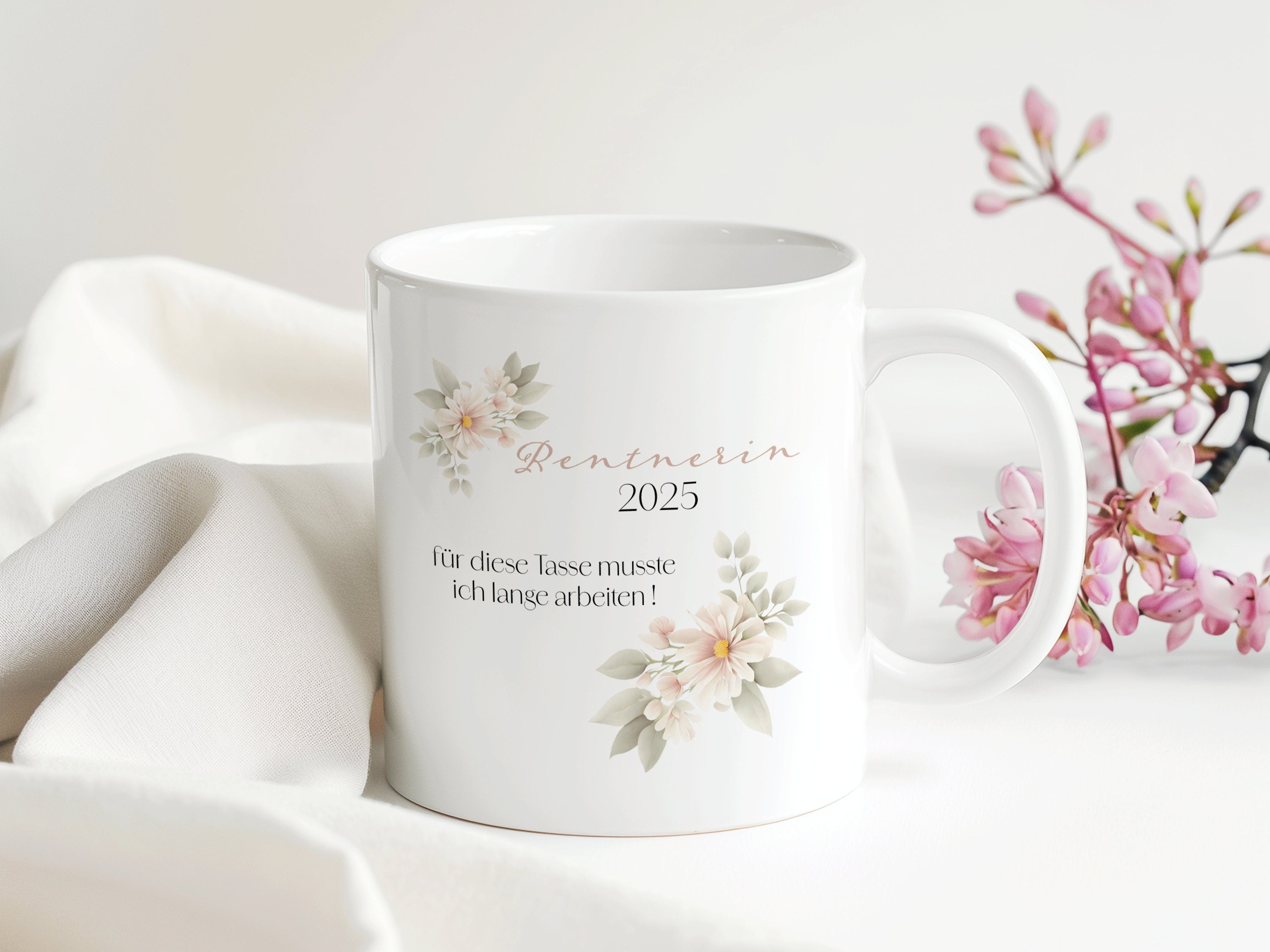 Ruhestand Rente 2025 | Geschenk Tasse zum Abschied Frau Mann Kollege 330 ml - 0298, 0299