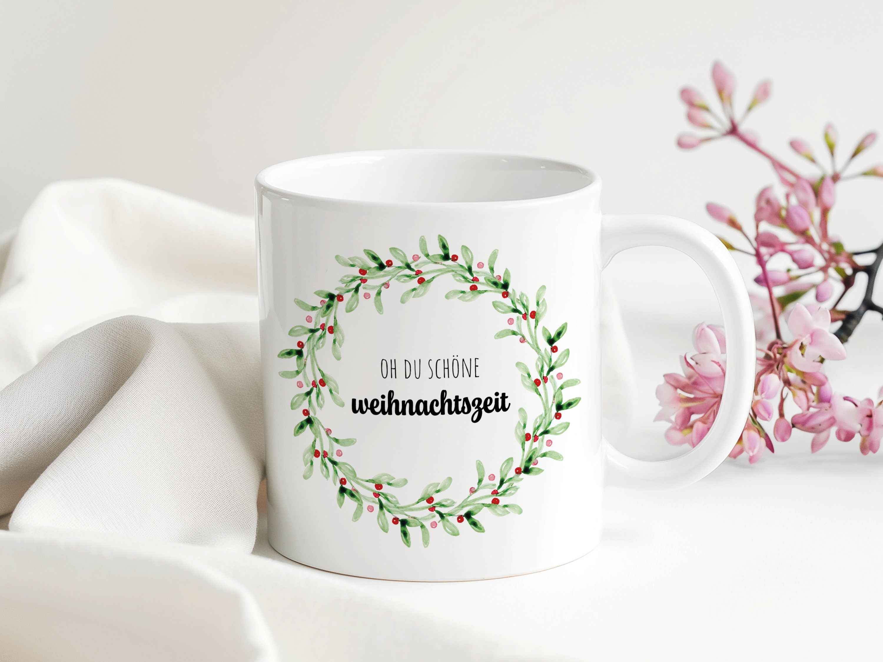 Tasse schöne Weihnachten | Schneeflocke Christbaumkugel Weihnachten Liebe | Geschenk Weihnachten Arbeitskollegen Familie | 330 ml - 0290