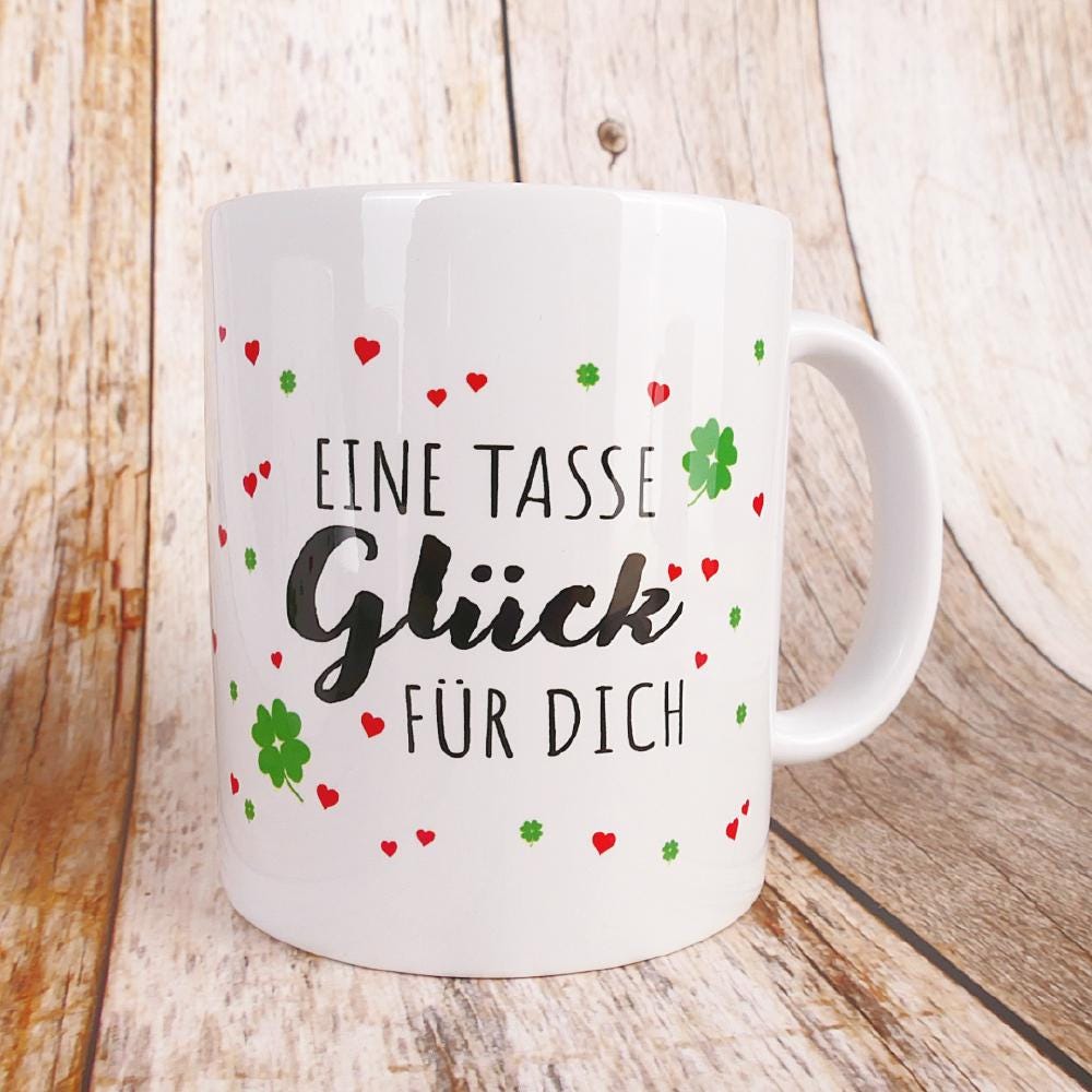 Eine Tasse Glück | Kaffeetasse | Weihnachten Mitbringsel Geburtstag Geschenk Arbeit | 330 ml - 0434