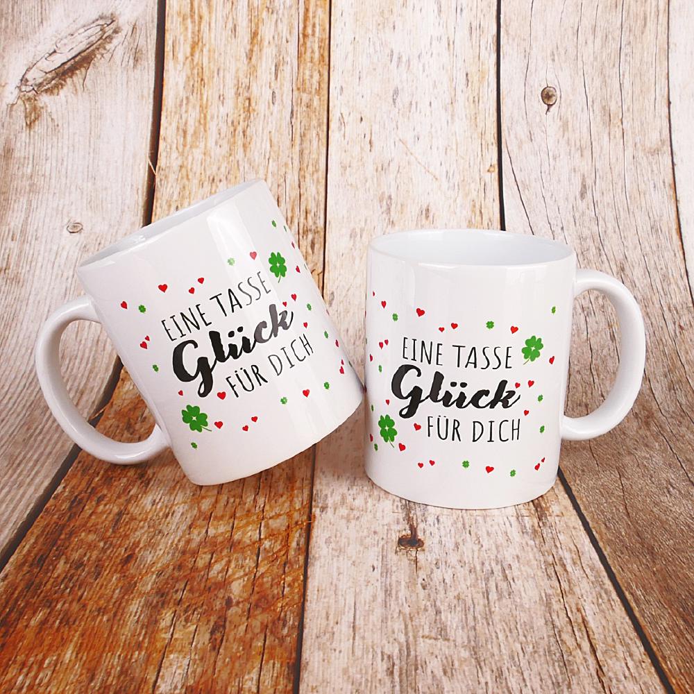 Eine Tasse Glück | Kaffeetasse | Weihnachten Mitbringsel Geburtstag Geschenk Arbeit | 330 ml - 0434