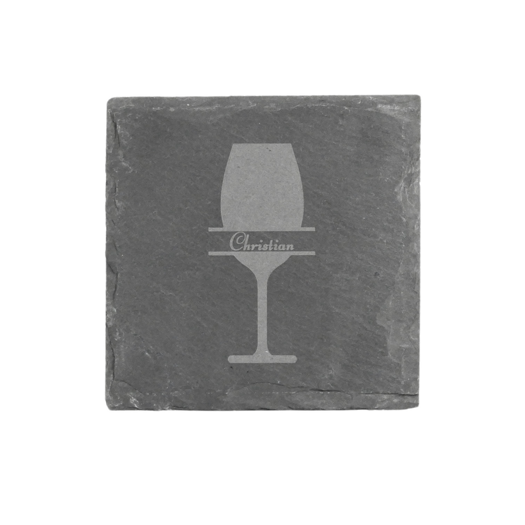 Schieferuntersetzer | Weinglas mit Personalisierung - Wiens3d
